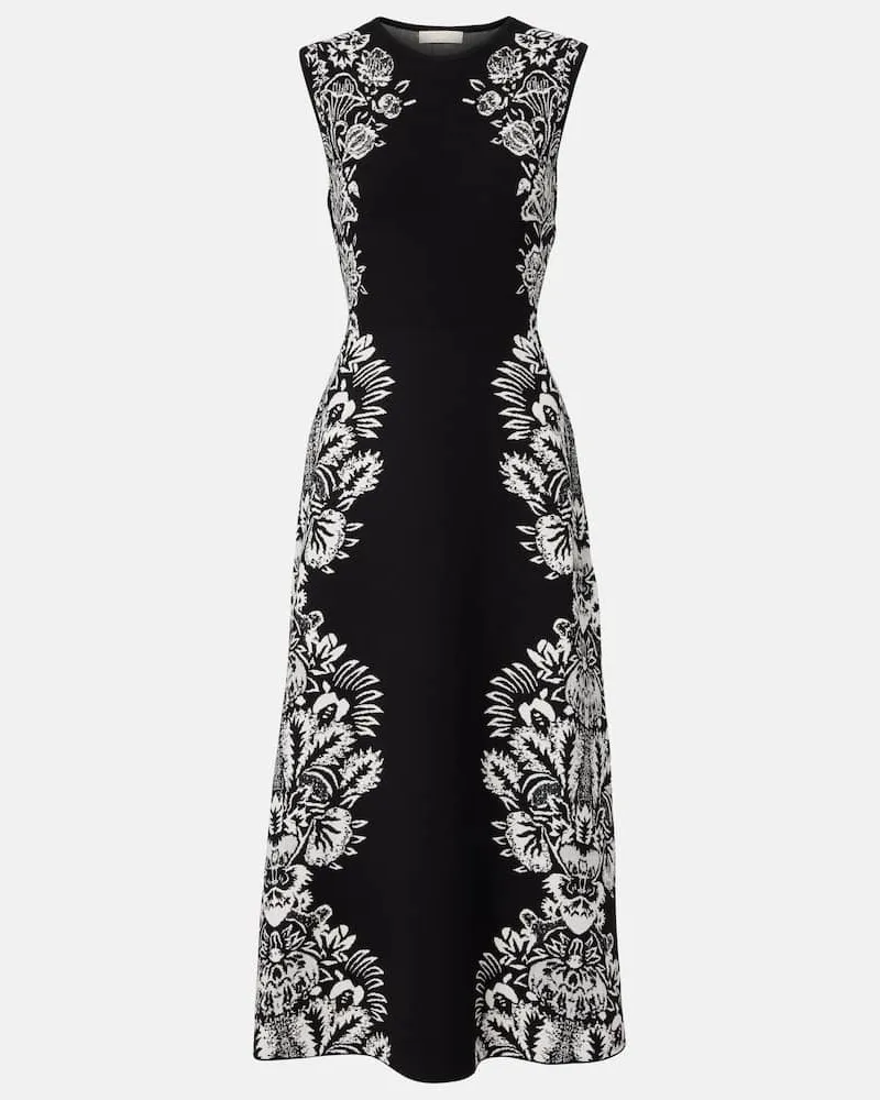 Ulla Johnson Midikleid Liana aus Jacquard Schwarz