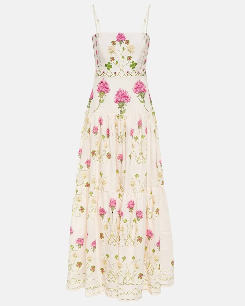 AGUA BENDITA Maxikleid Lima aus Leinen Rosa