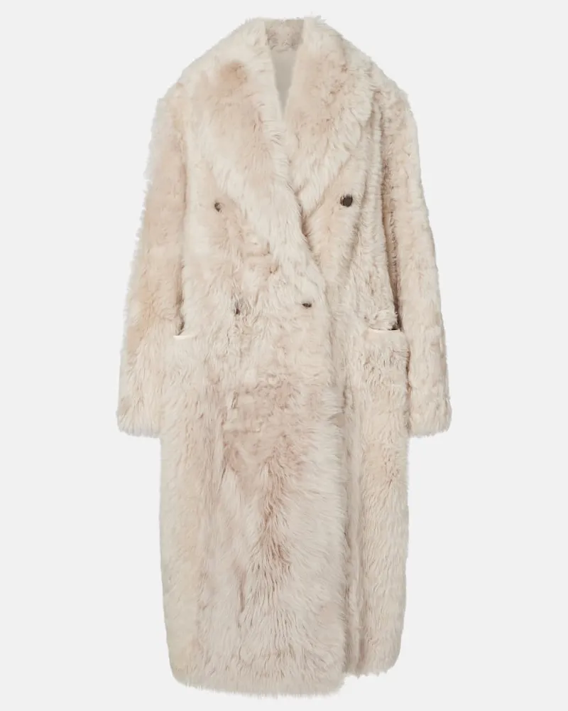Brunello Cucinelli Mantel aus Shearling Beige