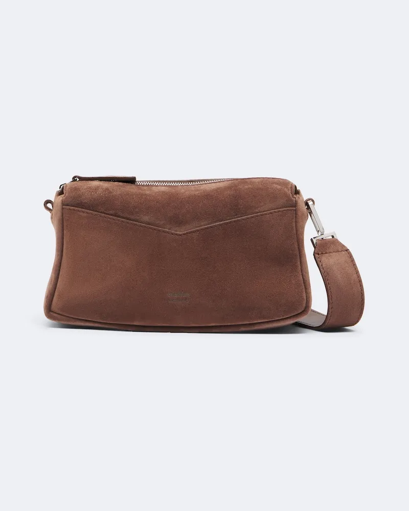 Max Mara Schultertasche Micro aus Veloursleder Braun