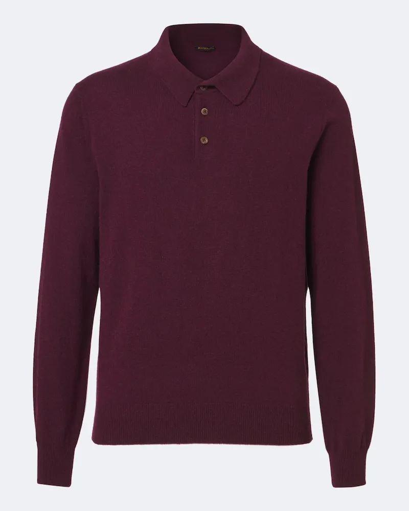 Rubinacci Polo-Pullover aus Cashmere Burgunderrot