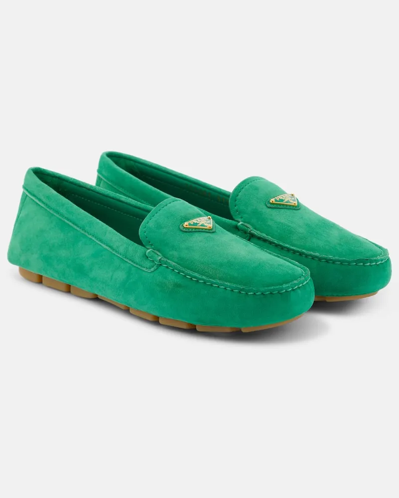 Prada Mokassins aus Veloursleder Grün