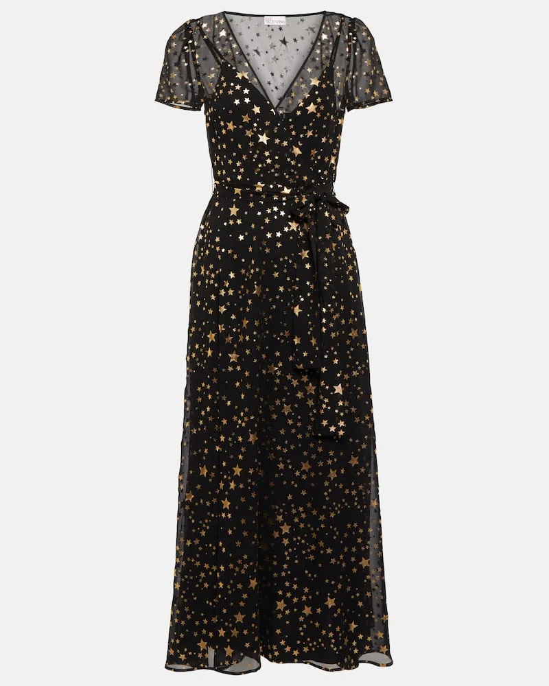 RED Valentino Bedrucktes Maxikleid Schwarz