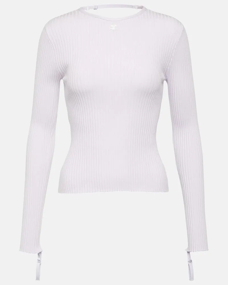 Courrèges Courrèges Top aus Rippstrick Weiß