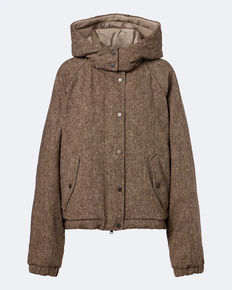 Brunello Cucinelli Daunenjacke aus einem Wollgemisch Braun