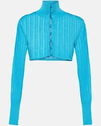 Alaïa Alaia Cropped-Cardigan aus Rippstrick Blau