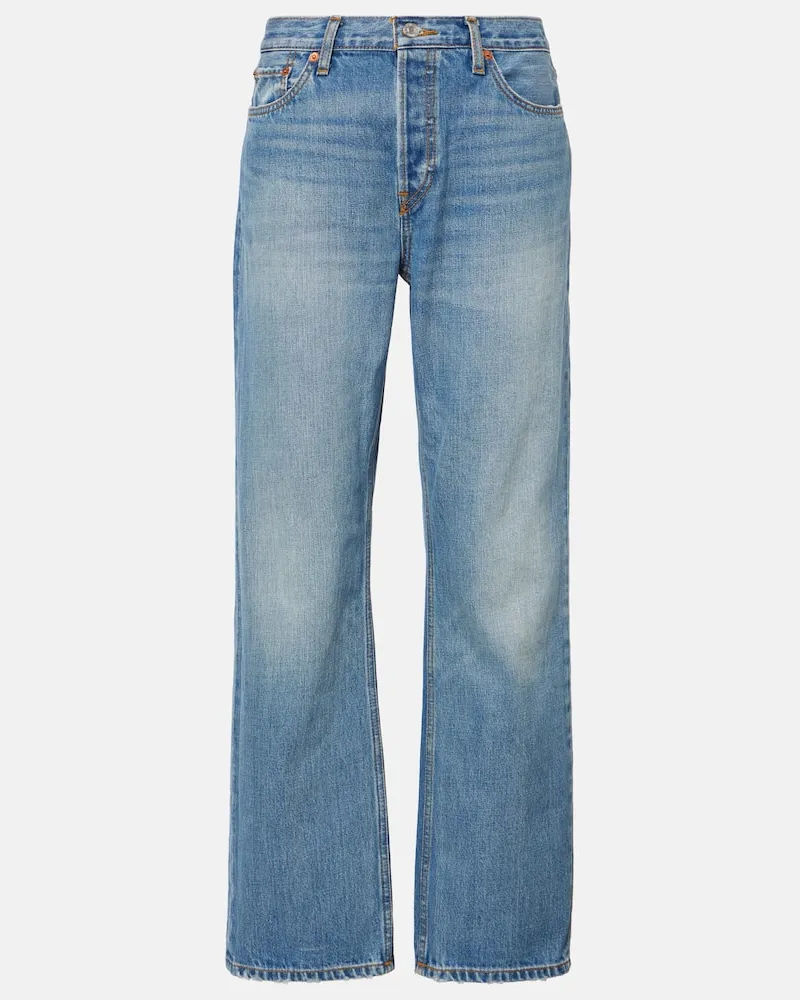 RE/DONE Mid-Rise Straight Jeans The Standard Blau