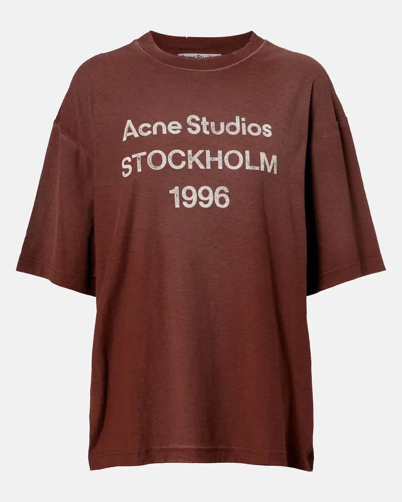 Acne Studios T-Shirt aus Baumwolle und Hanf Braun