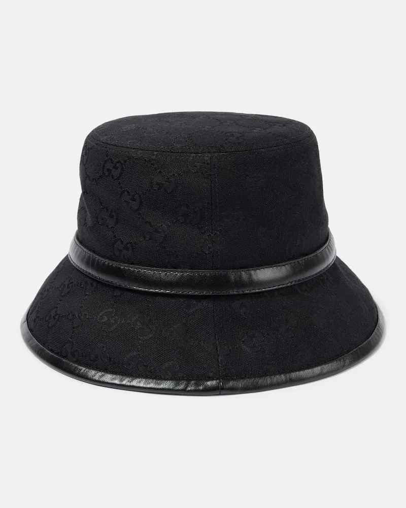 Gucci Hut GG aus Canvas mit Leder Schwarz