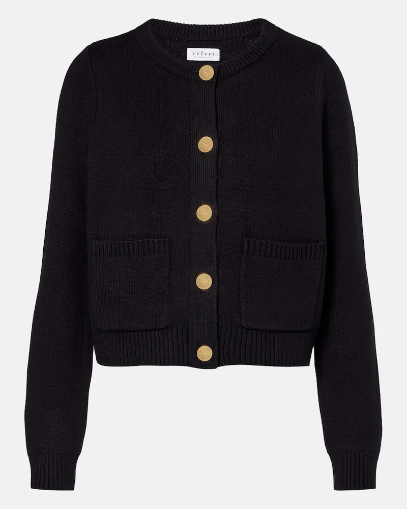 Velvet Cardigan Mahal aus Baumwolle und Kaschmir Schwarz