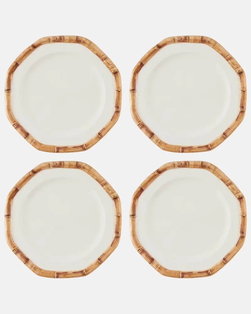 Les-Ottomans Set Bamboo aus vier Speisetellern Multicolor
