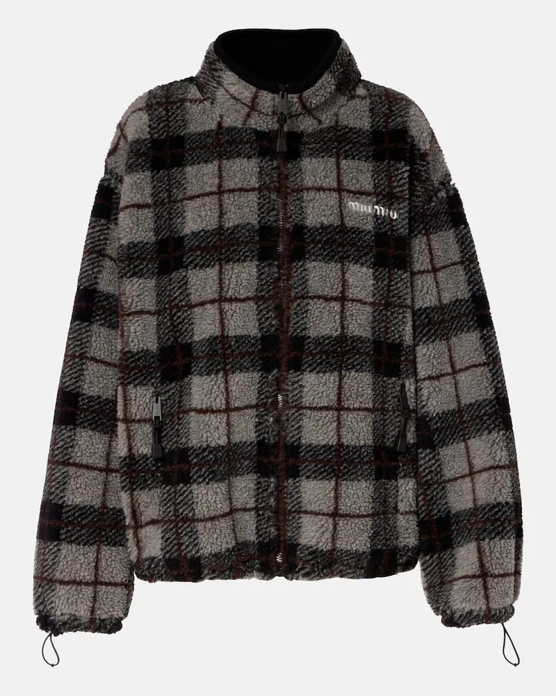 Miu Miu Jacke aus Teddyfleece Grau