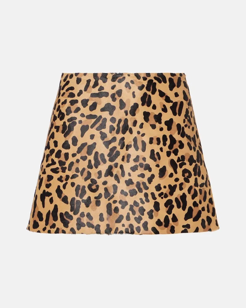 Alaïa Alaïa Bedruckter Minirock aus Kalbshaar Braun