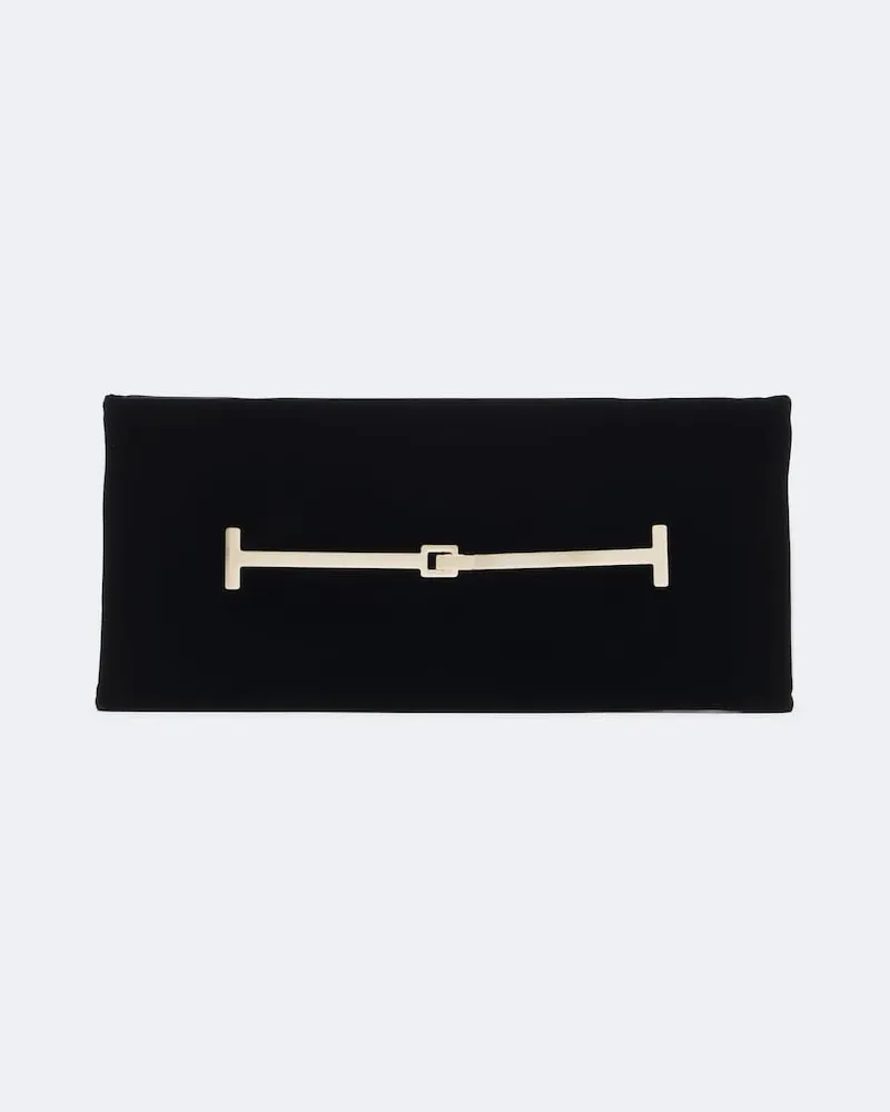 Tom Ford Clutch Arc Small aus Samt Schwarz
