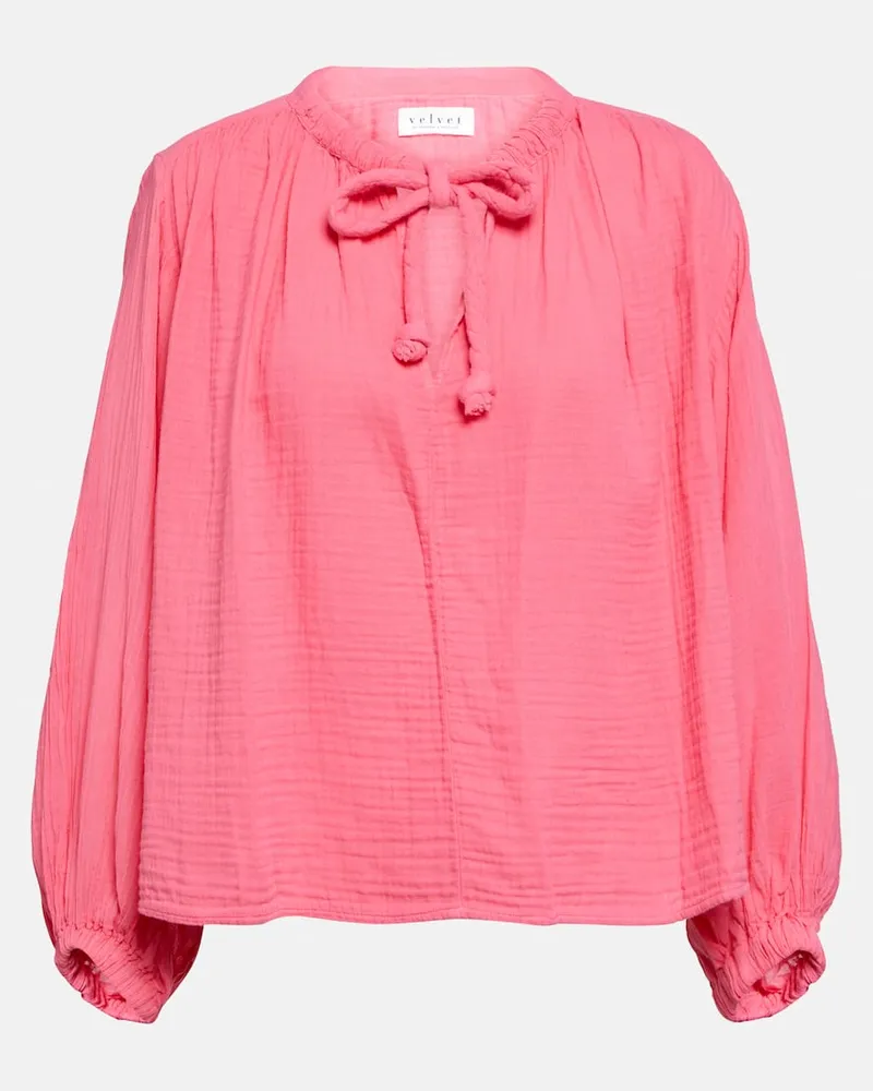 Velvet Top Kathleen aus Baumwoll-Gaze Rosa