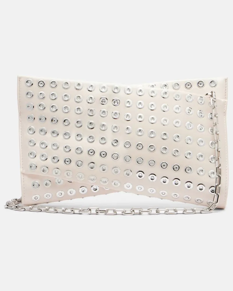 Christian Louboutin Clutch Loubitwist Small aus Leder mit Kristallen Beige