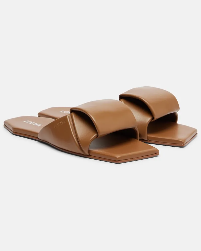 Loewe Pantoletten Origami aus Leder Braun