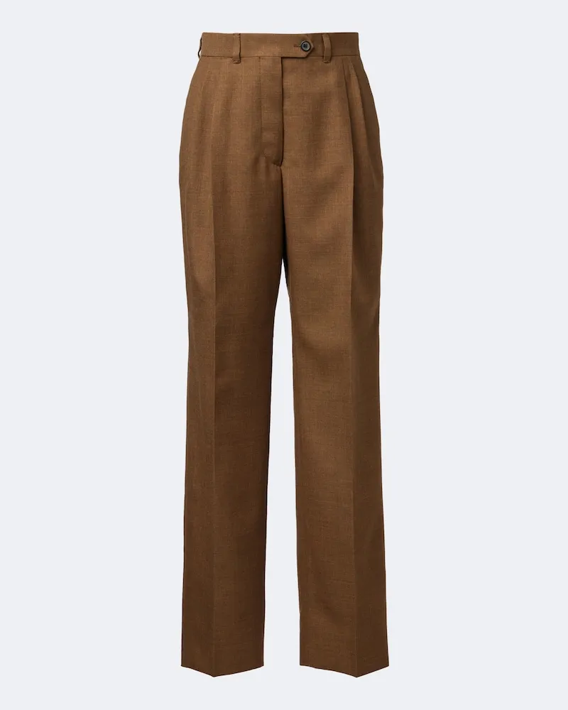 Prada Gerade Hose aus Schurwolle Braun