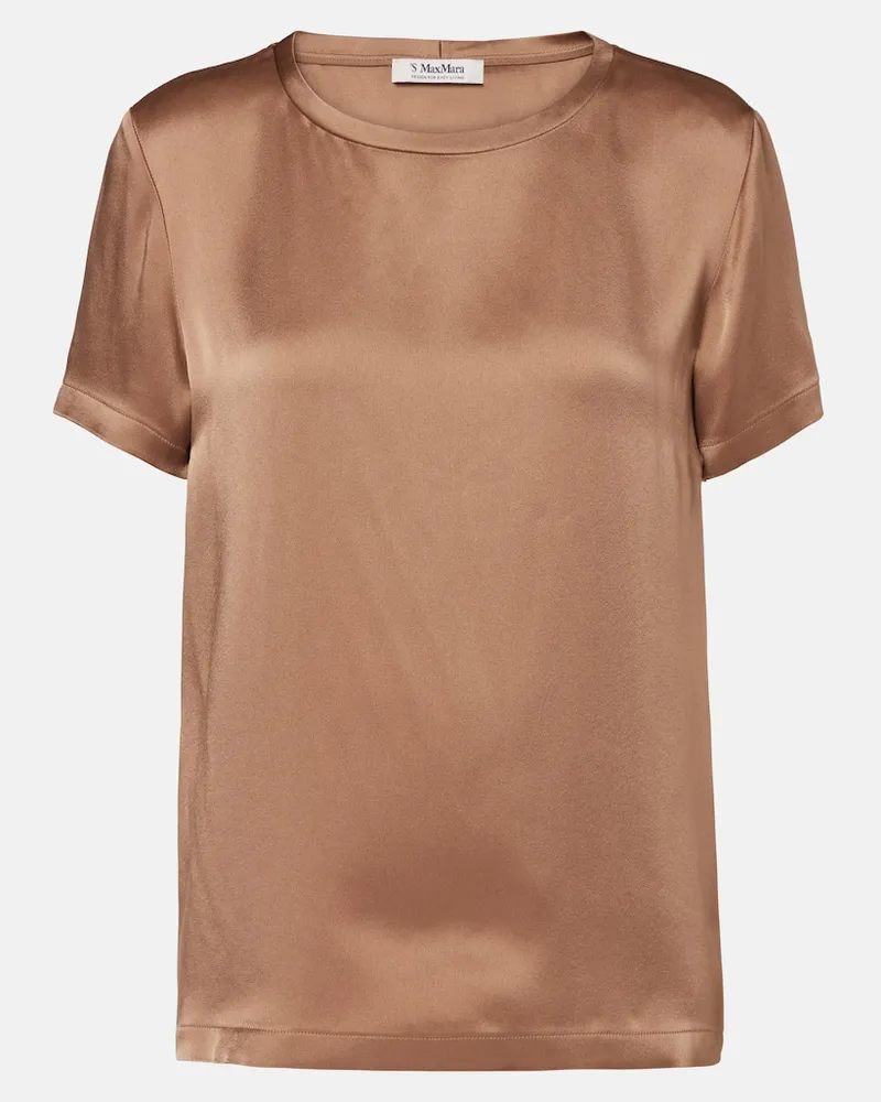 Max Mara Top Rebecca aus Satin Braun