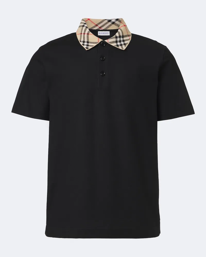 Burberry Poloshirt Burberry Check aus Baumwoll-Piqué Schwarz