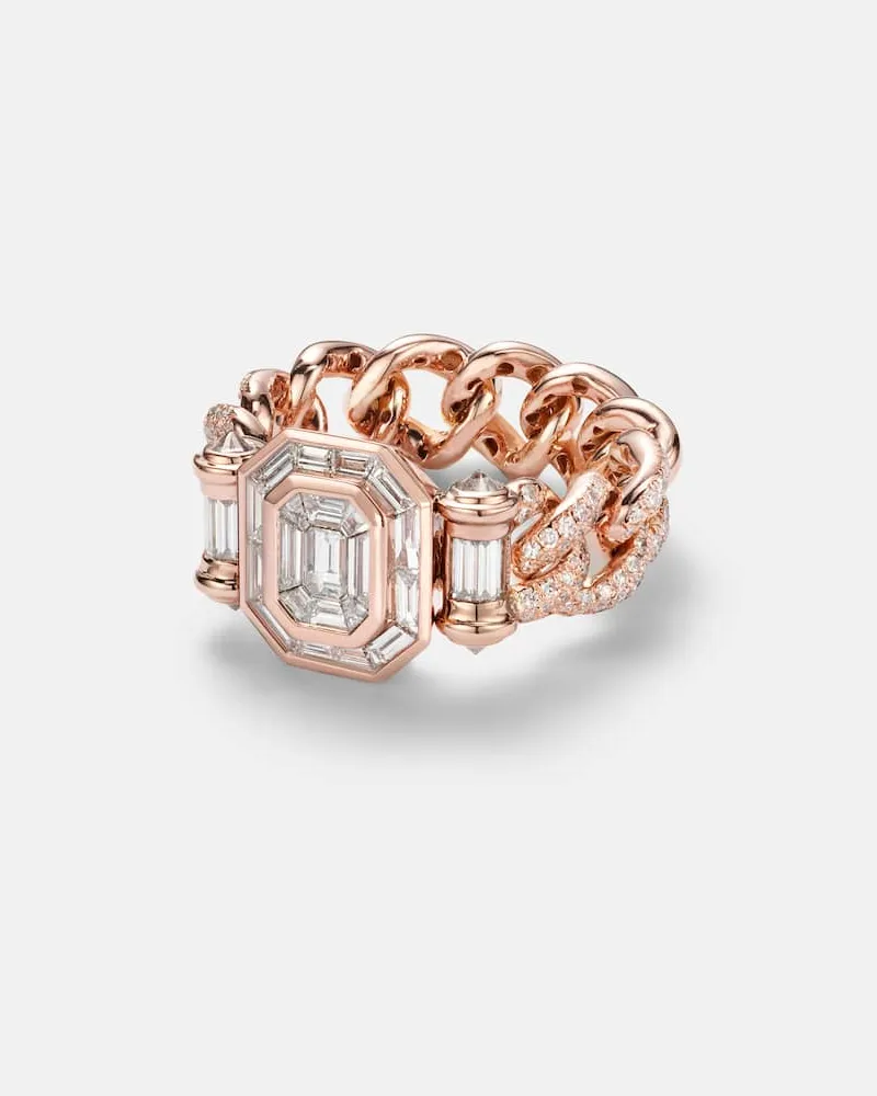 SHAY Ring Halo Link aus 18kt Roségold mit Diamanten Gold