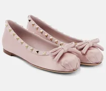 Ballerinas Rockstud aus Satin mit Leder