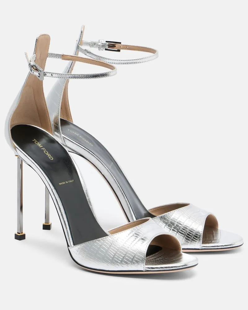 Tom Ford Sandalen Spire aus Metallic-Leder Silber