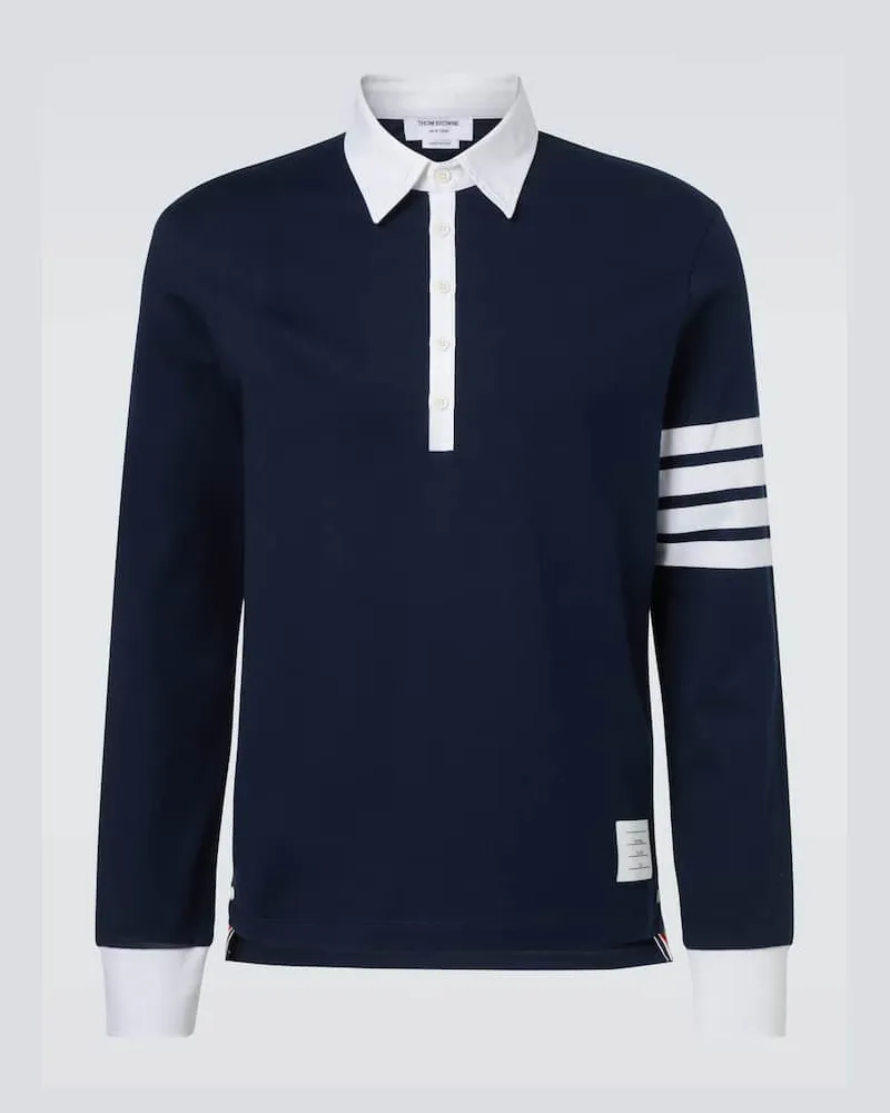 Thom Browne Rugby Shirt 4-Bar aus Baumwoll-Jersey Blau