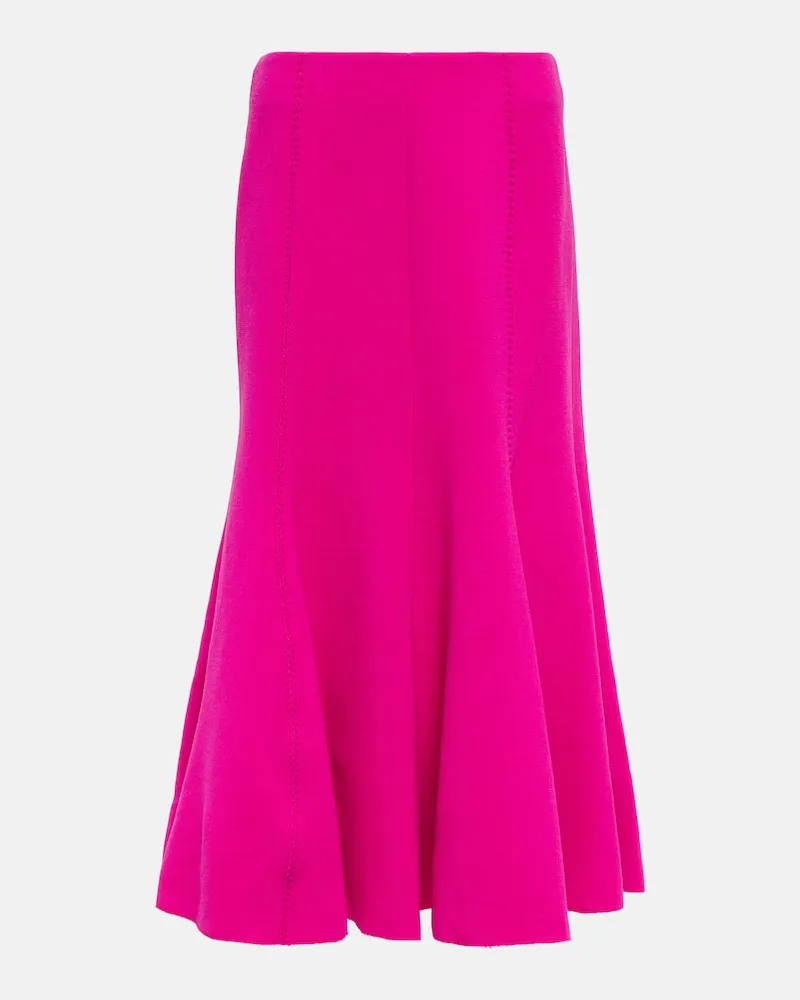 Gabriela Hearst High-Rise-Midirock aus Schurwolle Rosa