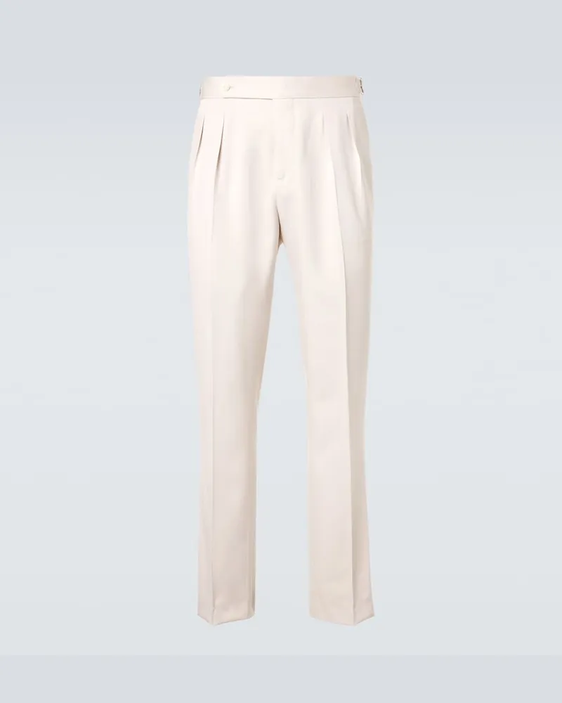 Brunello Cucinelli Gerade Hose aus Seide Weiß