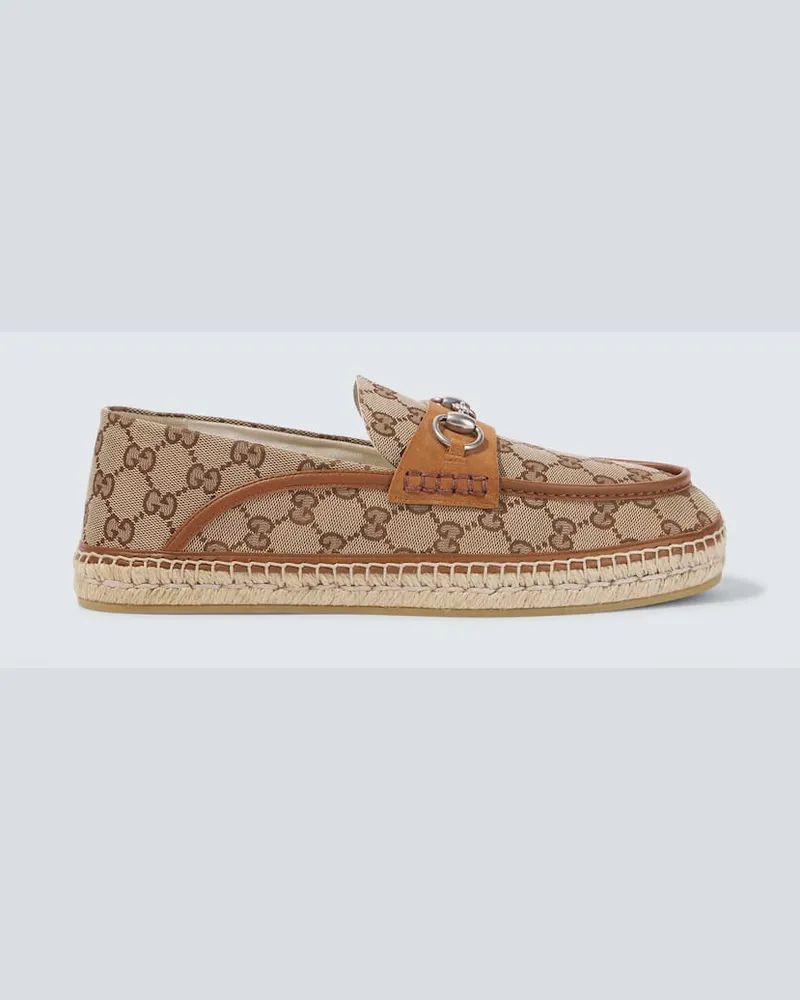 Gucci Loafers Horsebit GG aus Canvas Nude