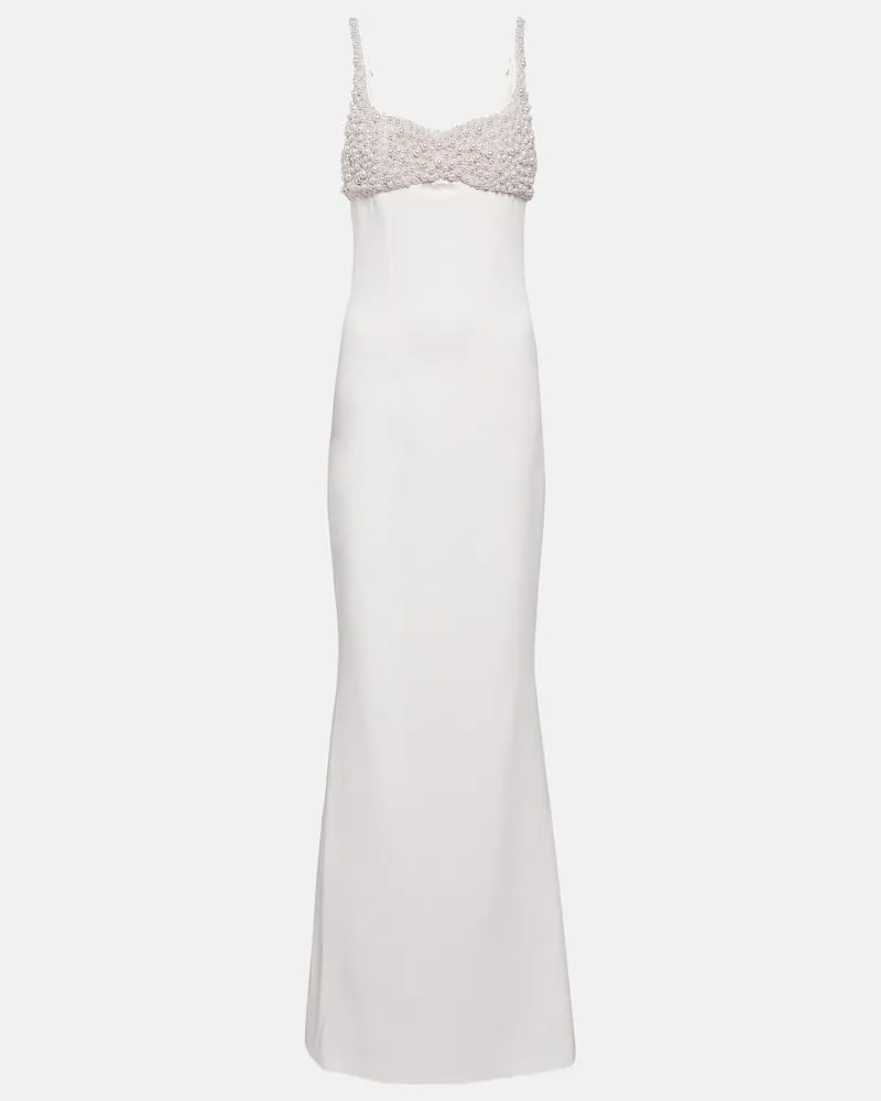 Safiyaa Bridal Robe Beatriz aus Crêpe Weiß