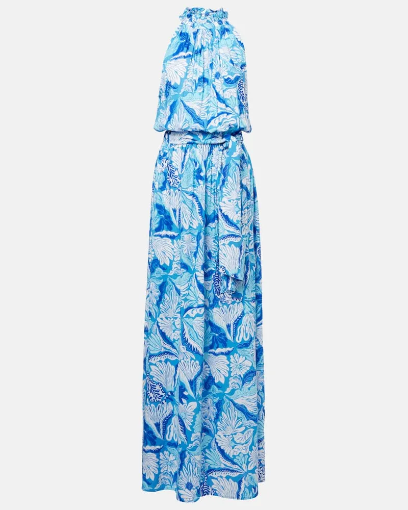 Poupette St Barth Bedrucktes Maxikleid Bianca Blau