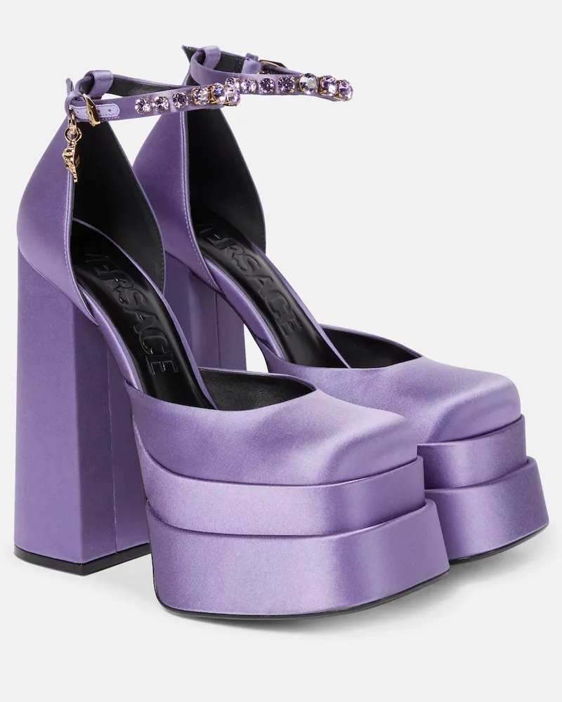 Versace Plateau-Pumps Medusa Aevitas aus Satin Violett