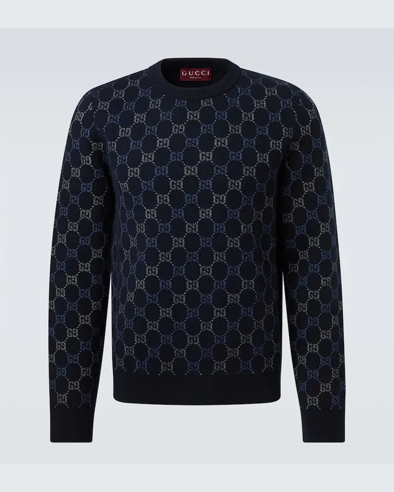 Gucci Pullover GG aus Jacquard Blau