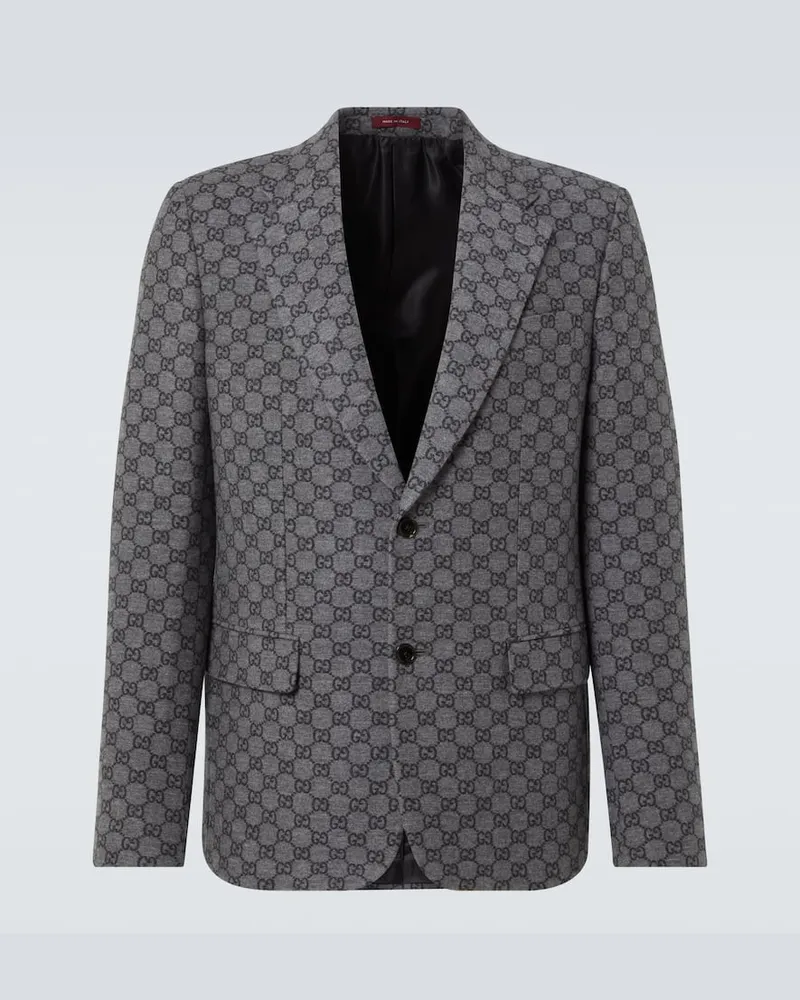 Gucci Blazer GG aus Wollflanell Grau