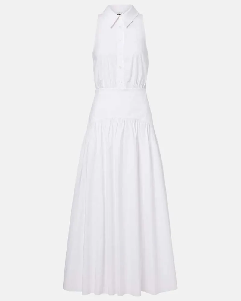 STAUD Maxikleid Romy aus Baumwollpopeline Weiß