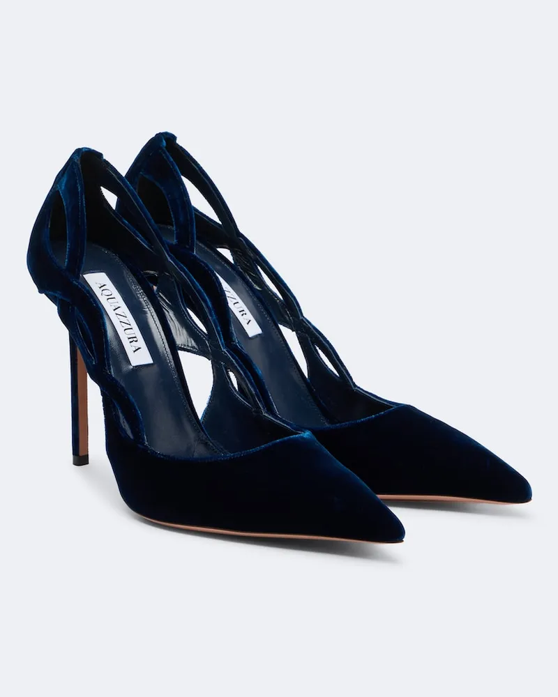 Aquazzura Pumps Contour aus Samt Blau