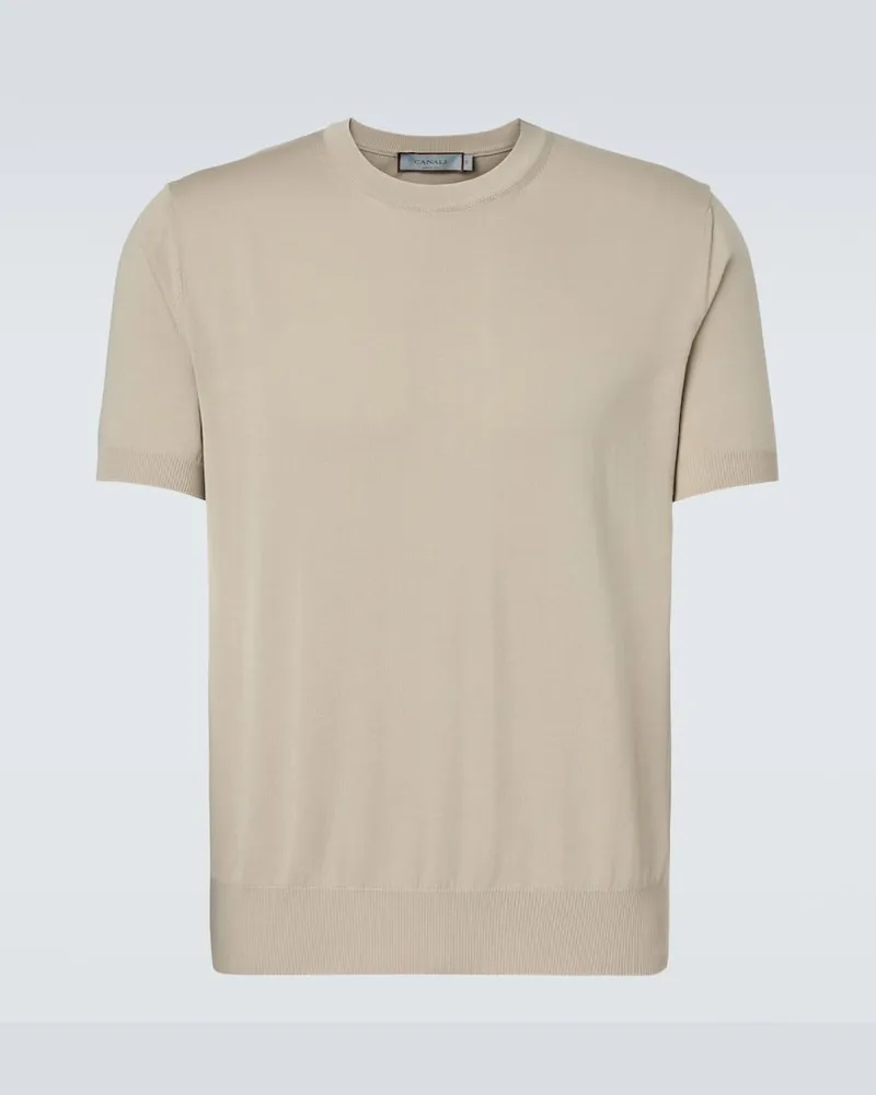 Canali T-Shirt aus Baumwolle Beige