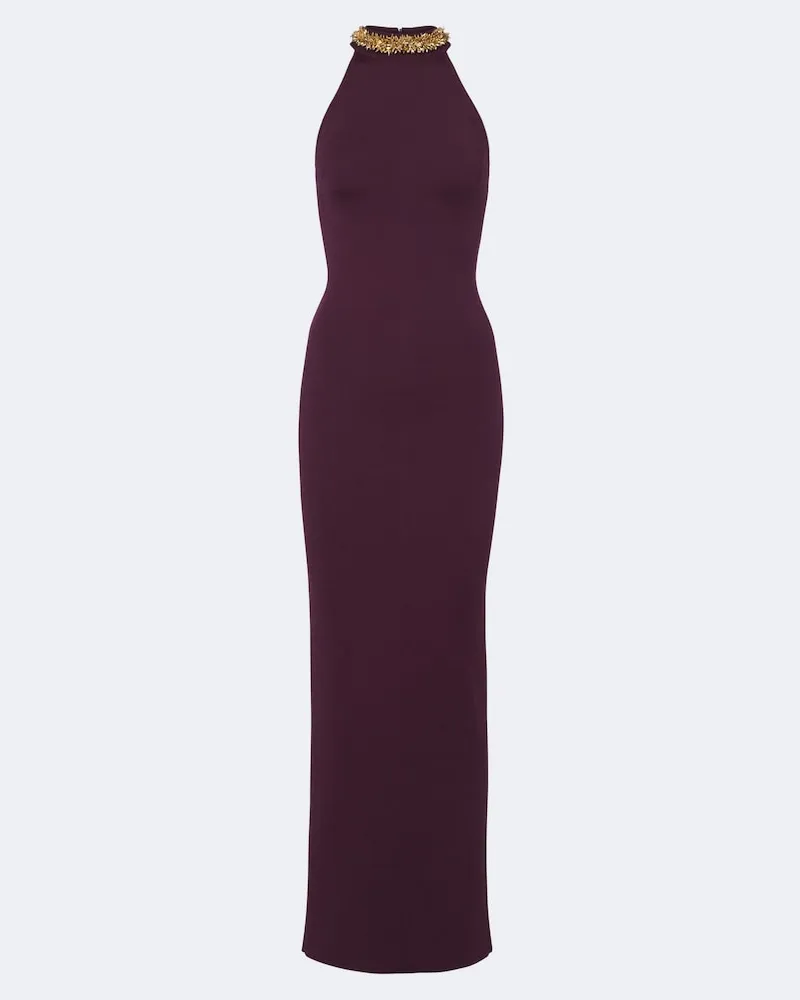 Balmain Verzierte Robe aus Strick Violett