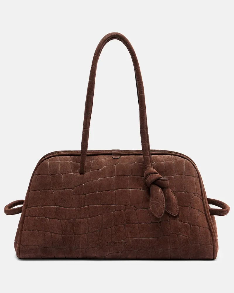 Jacquemus Tote Bag Turismo Medium aus Veloursleder Braun