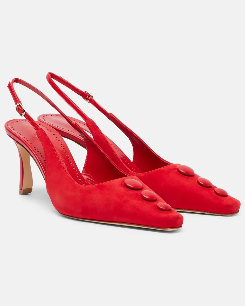 Manolo Blahnik Slingback-Pumps Alexa aus Veloursleder Rot