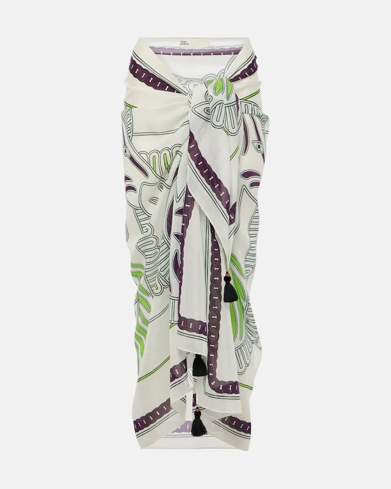 Tory Burch Bedruckter Pareo aus Baumwolle und Seide Multicolor