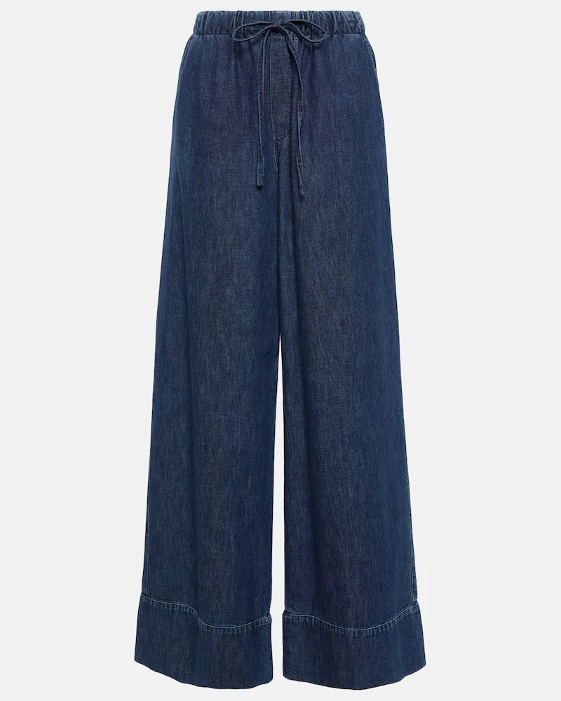 Valentino Garavani High-Rise Wide-Leg Jeans aus Chambray Blau