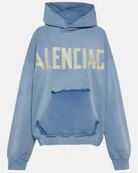 Balenciaga Hoodie Tape Type aus Baumwoll-Fleece Blau