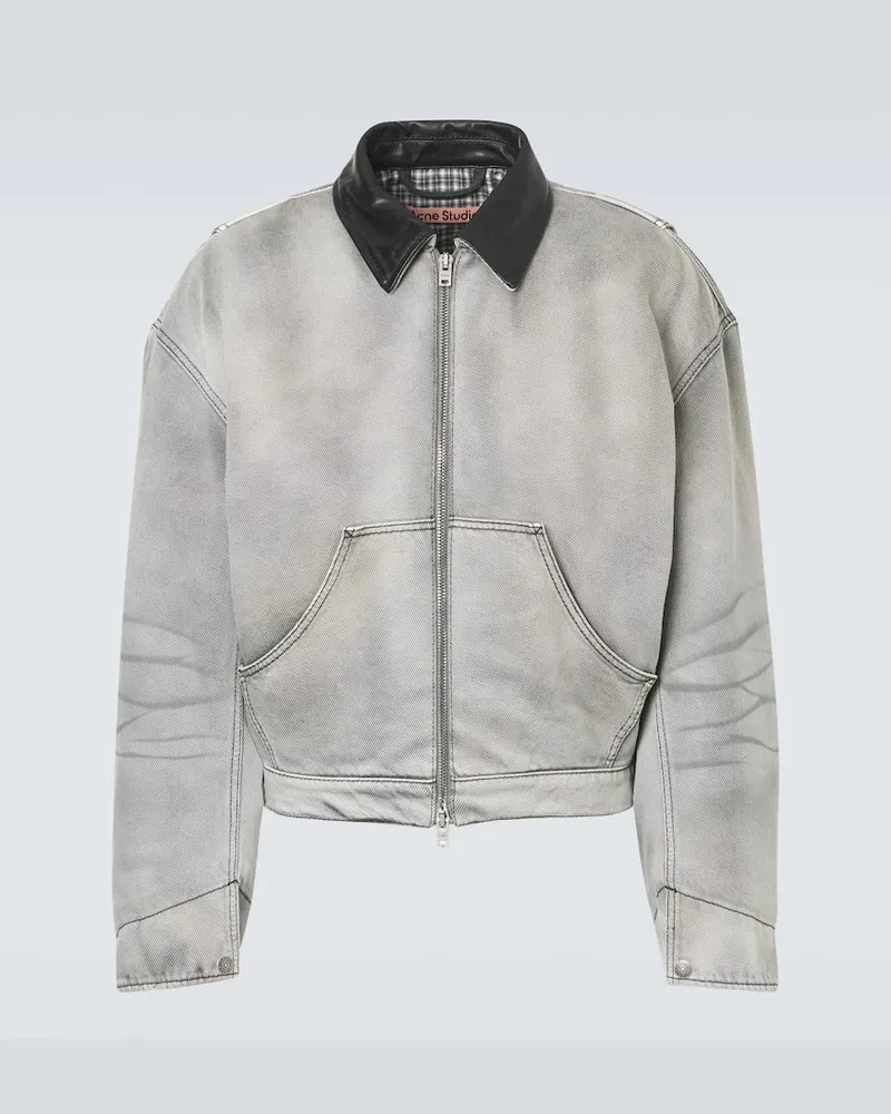 Acne Studios Jeansjacke mit Leder Grau