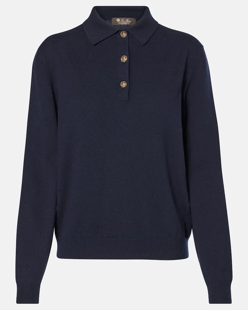Loro Piana Polopullover Classic aus Kaschmir Blau