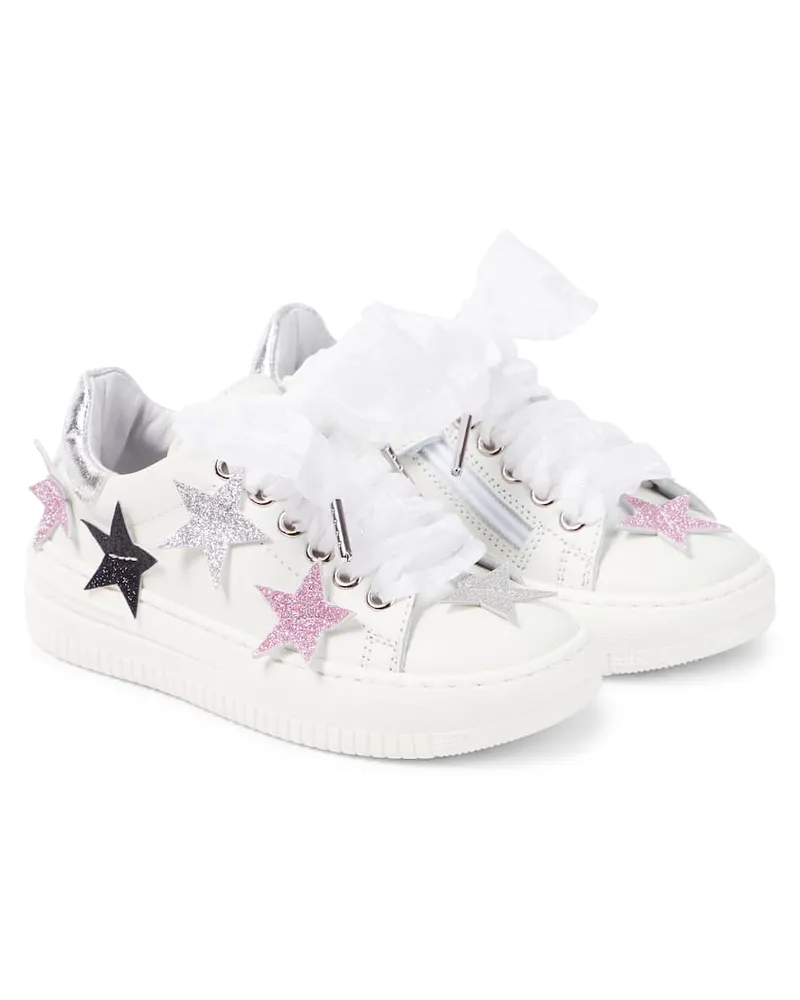 Monnalisa Verzierte Sneakers aus Leder Weiß
