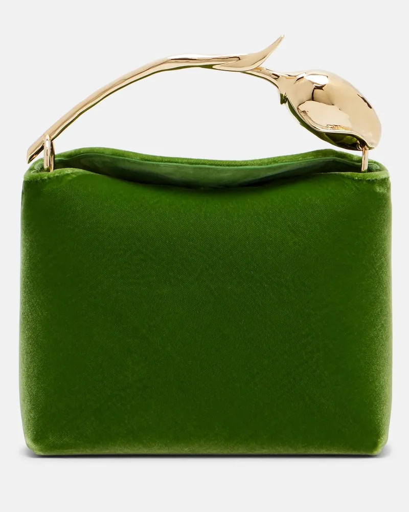 Erdem Henkeltasche Bloom Mini aus Samt Grün