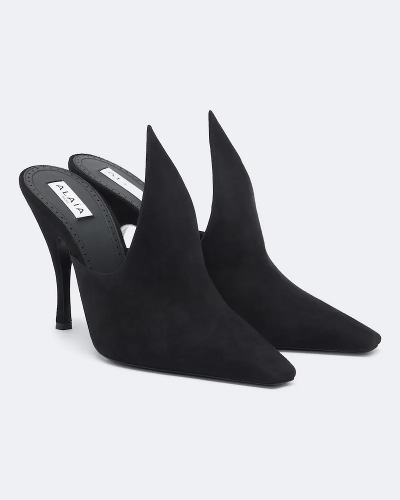 Alaïa Alaïa Mules aus Veloursleder Schwarz